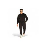 K&S Erkek Baskısız Sıfır yaka Uzun Kol Siyah Oversize Eşofman Takım
