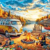 Ks Games 1000 Parça Gün Batımında Kamp Ateşi Puzzle - Serhat Filiz