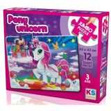 Ks Games 12 Parça Kız Çocuk Pony Unicorn Jumbo Maxi Puzzle - 3 Yaş Üzeri - 31007