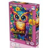 KS Games 50 Parça Renkli Baykuş Puzzle 5 Yaş Üzeri Kız ve Erkek Çocuk Yapboz 48 x 34 cm 31752