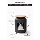 ks kastasaksı 43x55 plastik siyah üstü vision mermer MDF kedi evi kedi tuvaletii sehpa
