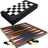 Ks Puzzle Ahşap Siyah Beyaz Tavla