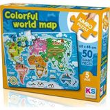 Ks Puzzle Jumbo 50 Parça Colorful World Map Dünya Haritası Puzzle