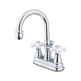 KS2611PX Vali Pirinç Açılır ve Porselen Çapraz Saplı 4 Inç Lavabo Bataryası, Parlak Krom - standart
