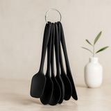 KSB Store 6 Parça Siyah Silikon Mutfak Seti (2 Kaşık, 3 Spatula, Yumurta Fırça)