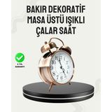KSB Store Nostaljik Büyük Boy Metal Masa Saati Bronz Kaplama ve Yüksek Sesli Alarm