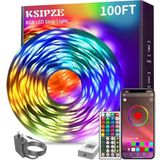 KSIPZE 100 ft Led Şerit Işıklar (2 Rulo 15 m) RGB Müzik Senkronizasyonu Renk Değiştirme, Akıllı Uygulama Kontrollü Bluetooth Led Işıklar, Yatak Odası Oda Aydınlatması için Led Işıklar Esnek Ev Dekoru