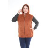 KSV Collection Büyük beden peluş yelek. Wellsoft kumaş sıcak tutan yelek. (Kahverengi, 2XL)