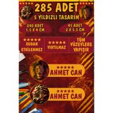 KT Decor Okul Kalem Defter Etiketi Sarı Kırmızı Aslan Özel Isimli Etiket 2 Figür - 285 Adet