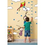 KT Decor Uçurtma Uçuran Sevimli Çocuklar Boy Ölçer Çocuk Odası Duvar Sticker Seti