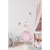 KT Decor Yıldızlar Prensesi Ve Tatlı Tavşancık Çocuk Odası Duvar Sticker Seti sım398
