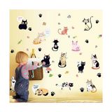Kt Decoration Sevimli Kediler Dekoratif Pvc Duvar Sticker - Renkli - 50 x 70 cm