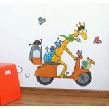 Kt Grup Komik Motorcu Çocuk Odası 100 Parça Duvar Sticker Seti - Renkli - 100 x 100 cm