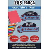Kt Grup Okul Etiketi Kalem Defter Etiketi Bordo Mavi Özel Isim Yazılabilen Etiket - 285 Parça