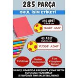 Kt Grup Okul Etiketi Kalem Defter Etiketi Sarı-Kırmızı Özel Isim Yazılabilen Etiket - 285 Parça