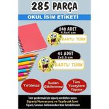 Kt Grup Okul Etiketi Kalem Defter Etiketi Sünger Bob Temalı Özel Isimli Etiket 285 Parça