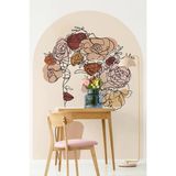 Kt Grup Sanatsal Kadın Portresi Boho Kemer Arch Minimal Duvar Sticker - Kahverengi - 50 x 70 cm