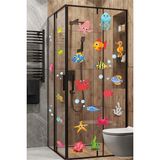 Kt Grup Sevimli Deniz Canlıları Balık, Yengeç, Ahtapot Duşa Kabin Banyo Duvar Sticker Duvar Dekoru - 30 x 113 cm