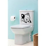 Kt Grup Sevimli Kedi Eğlenceli Klozet Kapağı ve Banyo Sticker - 28 X 28 cm