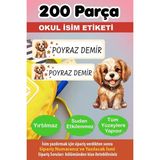Kt Grup Sevimli Köpek Kalem Defter Okul Etiketi - Kişiye Özel Isim Yazılabilen 200 Adet Etiket