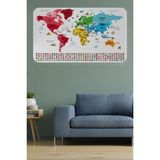 Kt Grup Türkçe Ülke Bayraklı Eğitici Başkent Detaylı Atlası Dünya Haritası Duvar Sticker - 85 x 125 cm