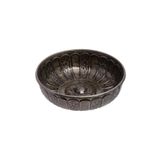 Kt HOME Hamam Tası Osmanlı Motifli Metal Banyo Tası Siyah Nikel Antik