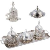KT Home Kahve Sunum Seti Kahve Fincanı 2 Kişilik Takım Türk Kahvesi Fincan Osmanlı Usulü Fincan Zamak Acrl - Gümüş
