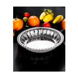 KT HOME Tabak 430 Paslanmaz Çelik Desenli Salata Meyve Tabağı Mısır Kasesi 23 Cm Derinlik 4cm Desenli Tabak
