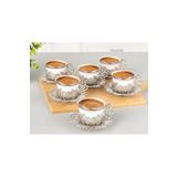 KT HOME Türk Kahvesi Sunum Seti Metal Kahve Fincan Takımı Arap Kahve Fincanı 6 Lı
