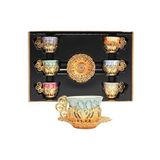 KT Home Türk Kahvesi Sunum Seti Metal Kahve Fincan Takımı Kahve Fincanı Kahvesi Espresso Fincanı Porselen - Gold