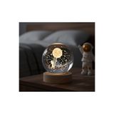 kt kuzey tacı Sky Explorer Aya Merdiven Dayayan Astronot 3D Kristal Küre Ahşap Kaideli LED Işıklı Gece Lambası