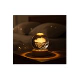 kt kuzey tacı Yağmur Bulutu 3D Lazer İşlemeli Kristal Küre - Ahşap Kaideli LED Işıklı Meditasyon ve Gece Lambası