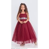 KT Pera Baby Pamukkoza Kız Çocuk Düğün Özel Gün Mezuniyet Abiye Elbisesi - Bordo - 11 - 12 Yaş