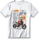 Ktm 1290 Superduke Motorcu Tişört Model Unisex %100 Cotton Pamuk Rahat Regular Baskı Motor T-Shirt - Beyaz