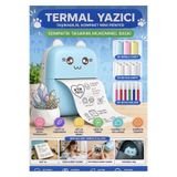 KTR TECH Mini Fotoğraf Yazıcı Kablosuz Etiket Yazıcı Baskı Makinesi Ios Android Uyumlu Termal Printer mavi