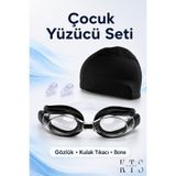 KTS SHOP Çocuk Yüzücü Seti – Likralı Bez Bone, Yüzme Gözlüğü ve Kulak Tıkacı | Havuz Deniz
