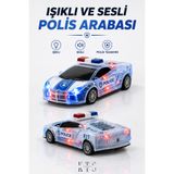 KTS SHOP Işıklı ve Sesli Oyuncak Polis Arabası Şeffaf Gövdeli 15 cm Çocuk Polis Aracı