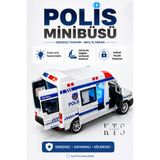 KTS SHOP Oyuncak Polis Minibüsü Sesli Işıklı Kapıları Açılan Sürtmeli Polis Arabası 15 cm