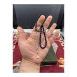 Kttesbihaksesuar 4x7 mm BİLEK BOY KAPLAMA PÜSKÜLLÜ MAVİ SİYAH SÜRMELİ TOZ KEHRİBAR TESBİH