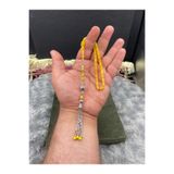 Kttesbihaksesuar 5x8 mm GÜMÜŞ KAPLAMA PÜSKÜLLÜ KESME SIKMA KEHRİBAR TESBİH