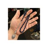 Kttesbihaksesuar 7x11 mm KURT PÜSKÜLLÜ MAVİ SİYAH SÜRMELİ TOZ KEHRİBAR TESBİH