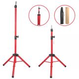 Kuaför Eğitim Mankeni İçin Metal Tripod - Kırmızı + Taşıma Çantası Trıpod-Kırmızı