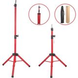 Kuaför Eğitim Mankeni İçin Metal Tripod - Kırmızı + Taşıma Çantası