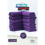 Kuaförlere Özel Boya Tutmayan Mikrofiber Saç Havlusu 50 x 90 cm 12'li Set - Mor - 50 x 90 cm