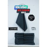 Kuaförlere Özel Boya Tutmayan Mikrofiber Saç Havlusu 50 x 90 cm 12'li Set - Siyah - 50 x 90 cm