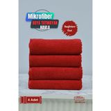 Kuaförlere Özel Boya Tutmayan Mikrofiber Saç Havlusu 50 x 90 cm 4'lü Set - Kırmızı - 50 x 90 cm