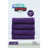 Kuaförlere Özel Boya Tutmayan Mikrofiber Saç Havlusu 50 x 90 cm 4'lü Set - Mor - 50 x 90 cm
