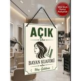 Kuaförü Açık Kapalı Tabelası Çift Taraflı Mdf 15X20CM - Ultra Güçlü Vantuz Hediyeli / Kuaför Cam Kapı Askı Tabelası - 15x20 cm