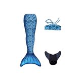 Kuaki Mermaids Deniz Kızı 3'lü Takım Bikini Kostüm Seti Blue