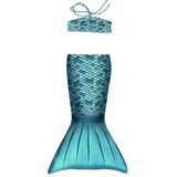 Kuaki Mermaids Kız Çocuk Deniz Kızı Kuyruklu Bikini Seti, Turkuaz, Standart Beden,%80 Polyester%20 Elastan, 3D Pullu Baskı, İspanya Üretimi, Yaş Seçeneği (6-8 Yaş)